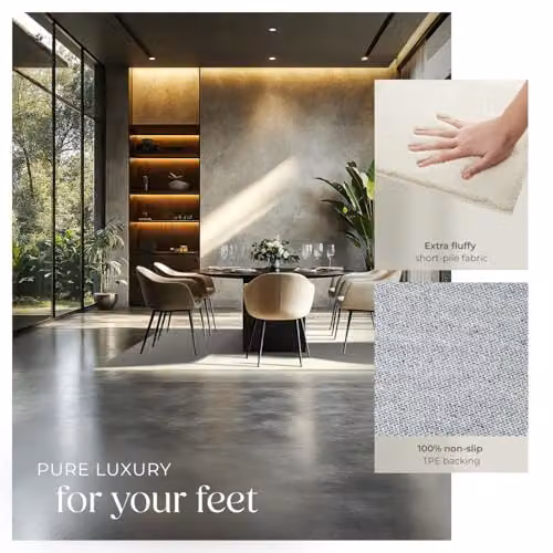 tectake Zonelle Fluffy Rug in Beige or Grey, Washable and Non-Slip Polyester Carpet, W: 140 cm, D: 200 cm – 3