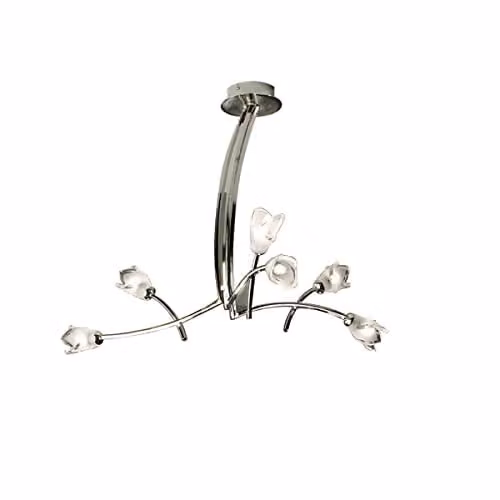 Netlighting Pietra 3 Arm Suspended Pendant Light with 6 G9 Glass Shades in Polished Chrome and Silver – 1