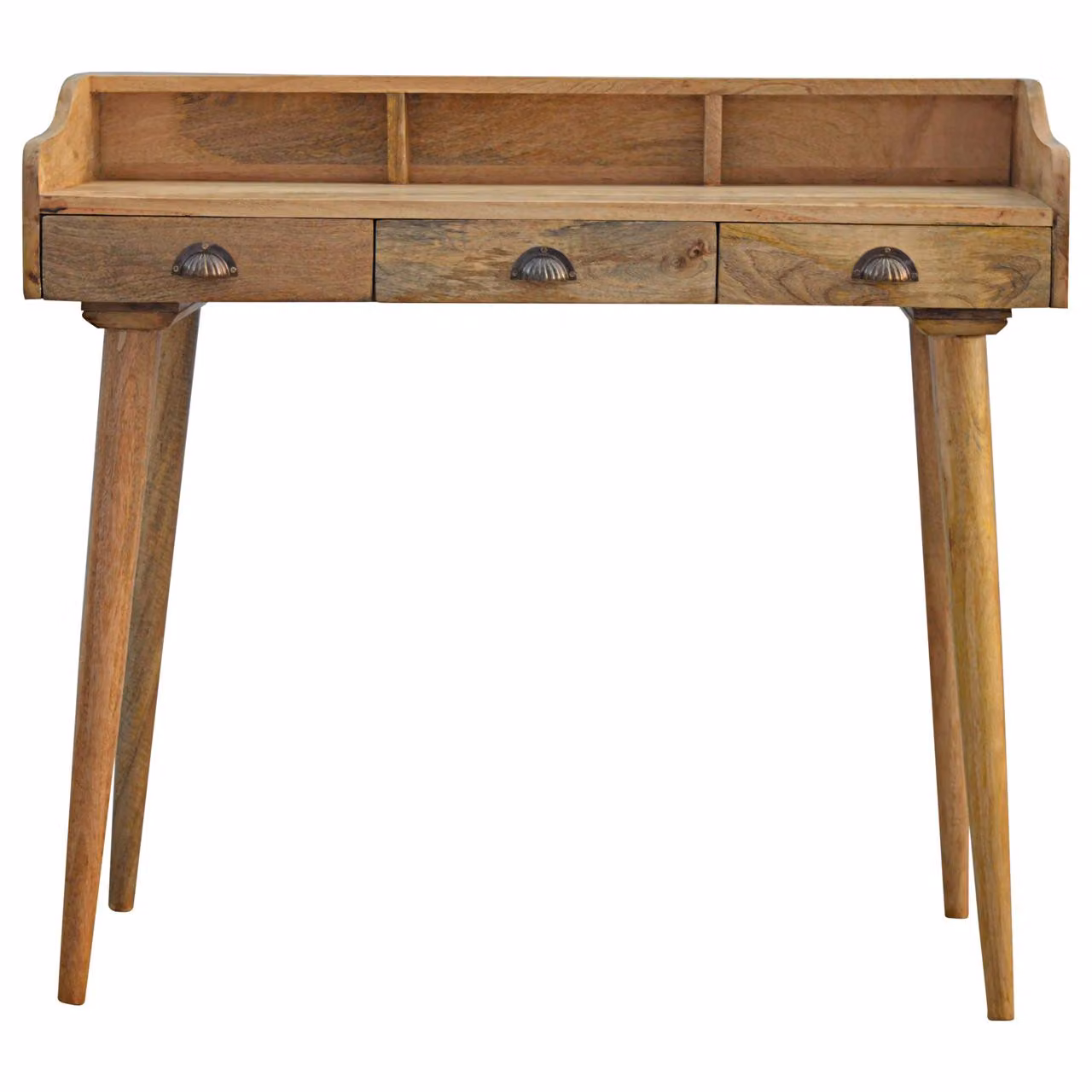Aosom UK Brown Solid Mango Wood Writing Desk with 3 Drawers and Storage Slots, W/D/H: 100 x 45 x 90 cm – 2