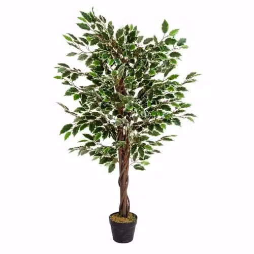 Leaf Design UK Realistic Artificial Ficus Tree in Green, Height: 130 cm – 1