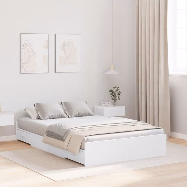 Berkfield Home White Storage Bed Frame with Drawers, W/D/H: 120 x 190 cm