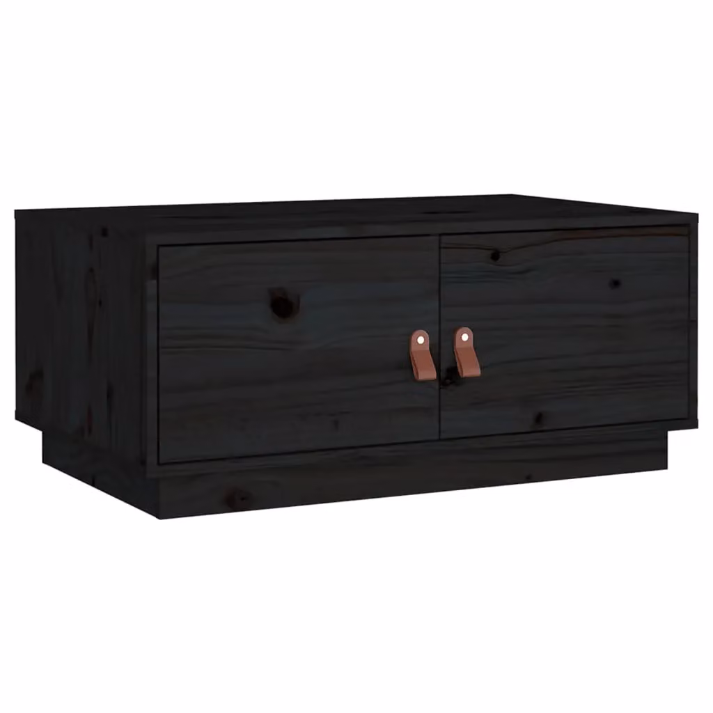Berkfield Home Black Rustic Solid Wood Pine Coffee Table W/D/H: 80 x 50 x 35 cm – 2