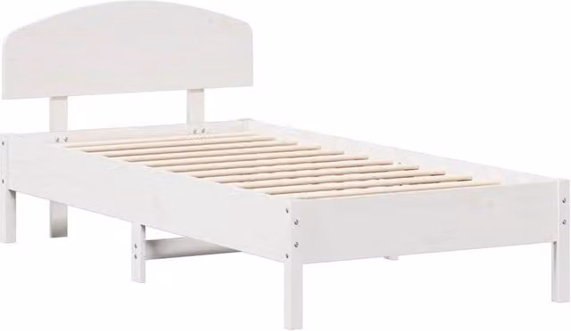 Berkfield Home Beautiful Small Single Solid Wood Pine Bed Frame, White, W/D/H: 75 x 190 x 80.5 cm – 1