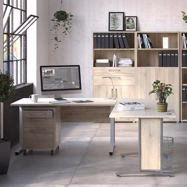 Furniture To Go Prima Height Adjustable Computer Desk in Oak and Brown