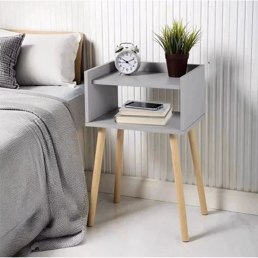 KORVIXA Modern Grey Wooden Bedside Table W/D/H: 60 x 30 x 30 cm – 3