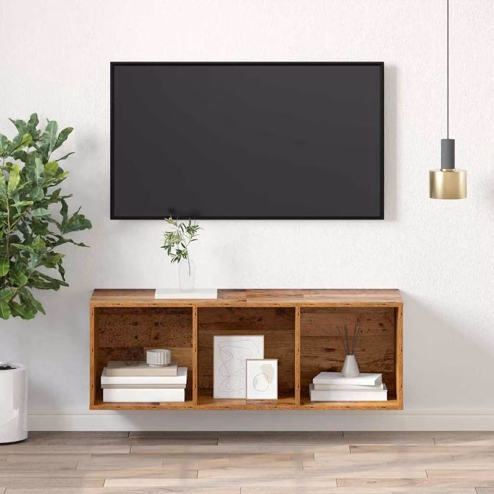 Berkfield Home Modern TV Cabinet with Shelf in Brown Engineered Wood W/D/H: 37 x 37 x 107 cm – 2