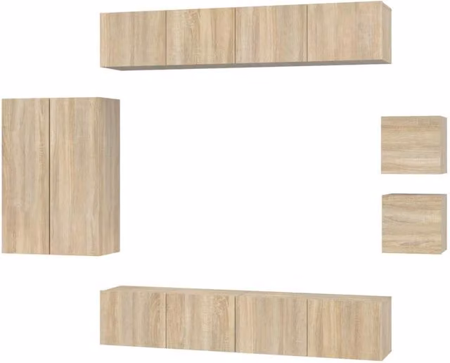 Berkfield Home 8 Piece Sonoma Oak TV Cabinet Set in Light Brown – 1