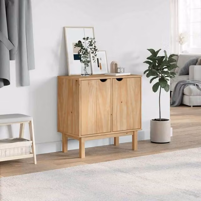 Berkfield Home OTTA Hallway Cabinet in Light Tan Solid Pine Wood, W/D/H: 75 x 40 x 75 cm