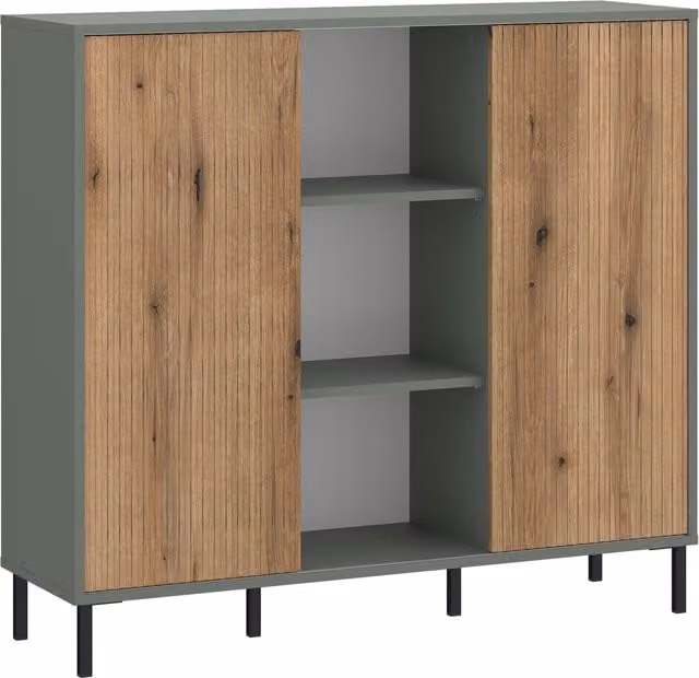 Furniture To Go Darwin 2 Door Modern Sideboard in Green and Oak