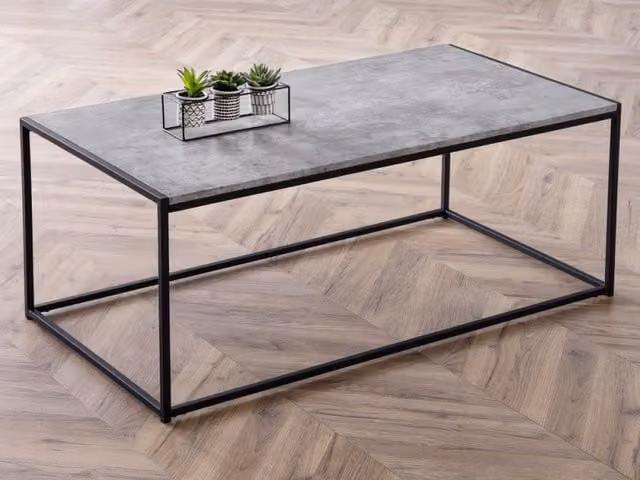 Julian Bowen Staten Industrial Concrete Effect Coffee Table in Grey and Black