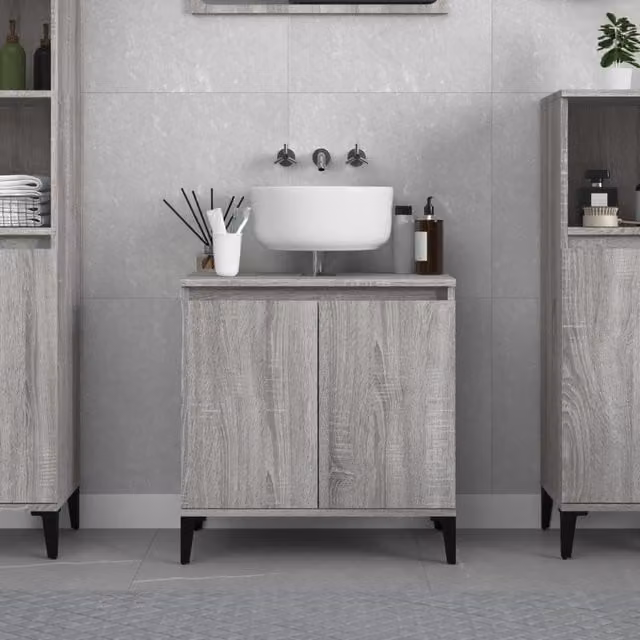 Berkfield Home Grey Sonoma Sink Cabinet W/D/H: 58 x 33 x 60 cm – 1