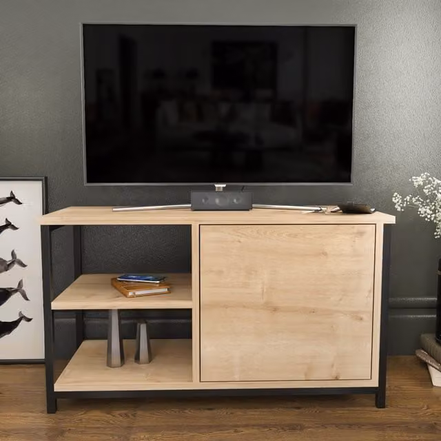 Decorotika Muskegon TV Unit in Black and Sapphire Oak