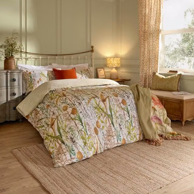 Voyage Maison Lydiard Reversible Floral Cotton Duvet Cover Set, Multicolour, W: 200 cm x H: 200 cm