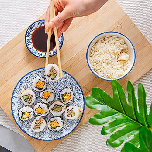 Nicola Spring Floral Stoneware Rice Bowls in Blue, Pack of 6 – 3