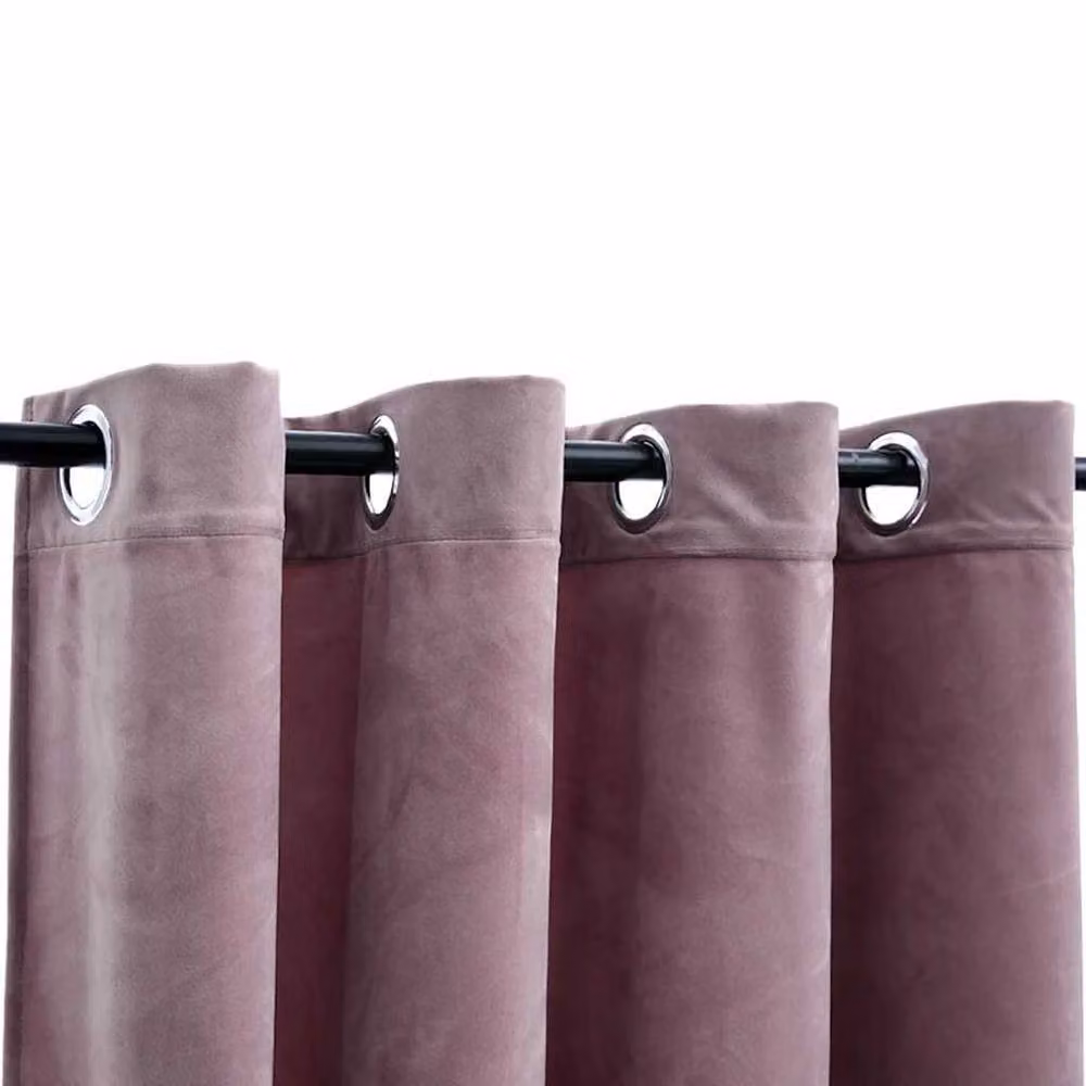 Berkfield Home Blackout Velvet Curtains with Eyelets, 2 Pack, Pink, W: 140 cm, H: 245 cm – 3