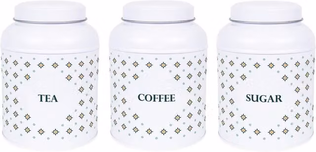Purely Home Octagonal Stars Hot Chocolate Canister with Small Dome Lid in White Metal