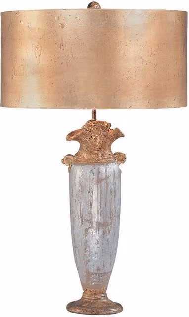 Loops Metal Table Lamp with Cylindrical Fabric Shade in Gold, Silver or Brown with E27 LED Bulb Compatibility