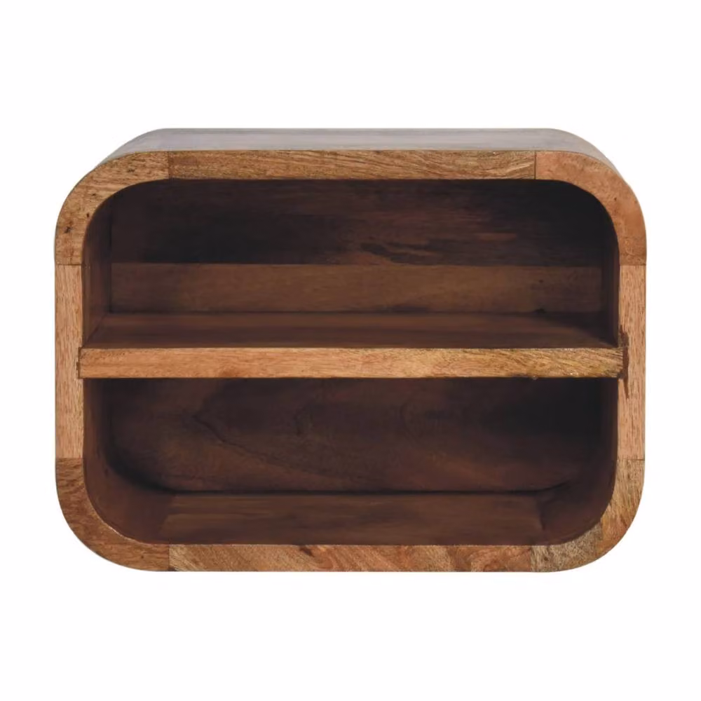 Wyld Haus Assisi Brown Oak and Mango Wood Floating Bedside Shelf, Wall Mounted, W/D/H: 25 x 25 x 2 cm – 2