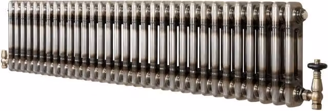 Monstershop Traditional 2 Column Steel Radiator and Valves, Silver, H: 146 cm, W: 30 cm