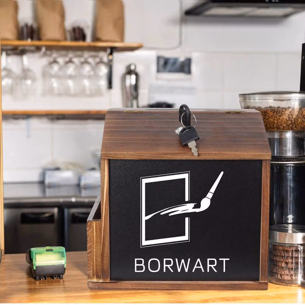 FLAVORA Brown Wooden Letter Suggestion and Donation Collection Box – 4