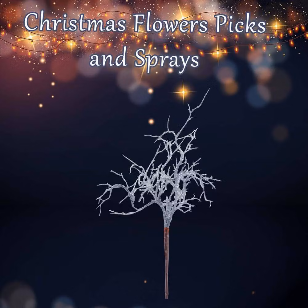 VFM e-Store Christmas Curly Twig Pick Decoration in Silver, W/D/H: 21 x 15 x 1 cm – 2