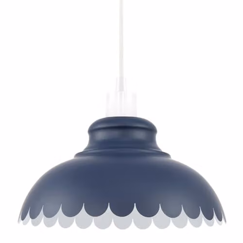 Happy Homewares Industrial Blue and White Metal Dome Ceiling Pendant Light Shade, W: 30 cm, H: 17 cm – 1