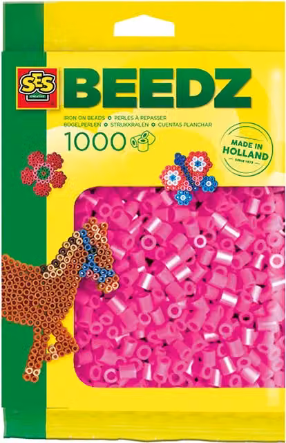 SES Creative Fuse Beads, 1000 Pieces, Neon Pink and Multicolour