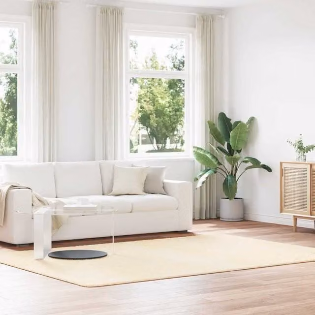 Berkfield Home NAVARRA Shaggy High Pile Rug, Beige, W: 200 cm, D: 290 cm