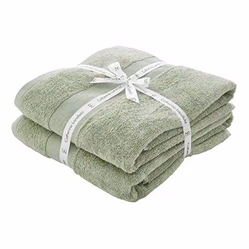 Catherine Lansfield Pair of Anti-Bacterial Cotton Bath Sheets in Green – 1