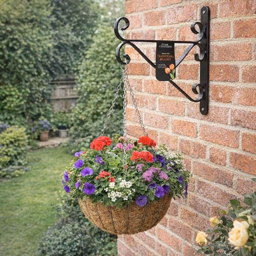 Tom Chambers Traditional Hanging Garden Basket Bracket, 30cm, Black – 2