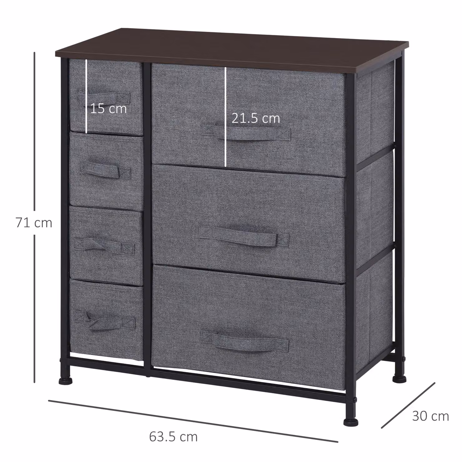 HOMCOM 7-Drawer Chest of Drawers in Dark Grey – 3