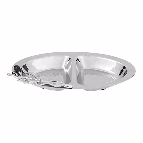 Orsina Miressa 2 Section Rectangular Serving Dish in Silver Stainless Steel