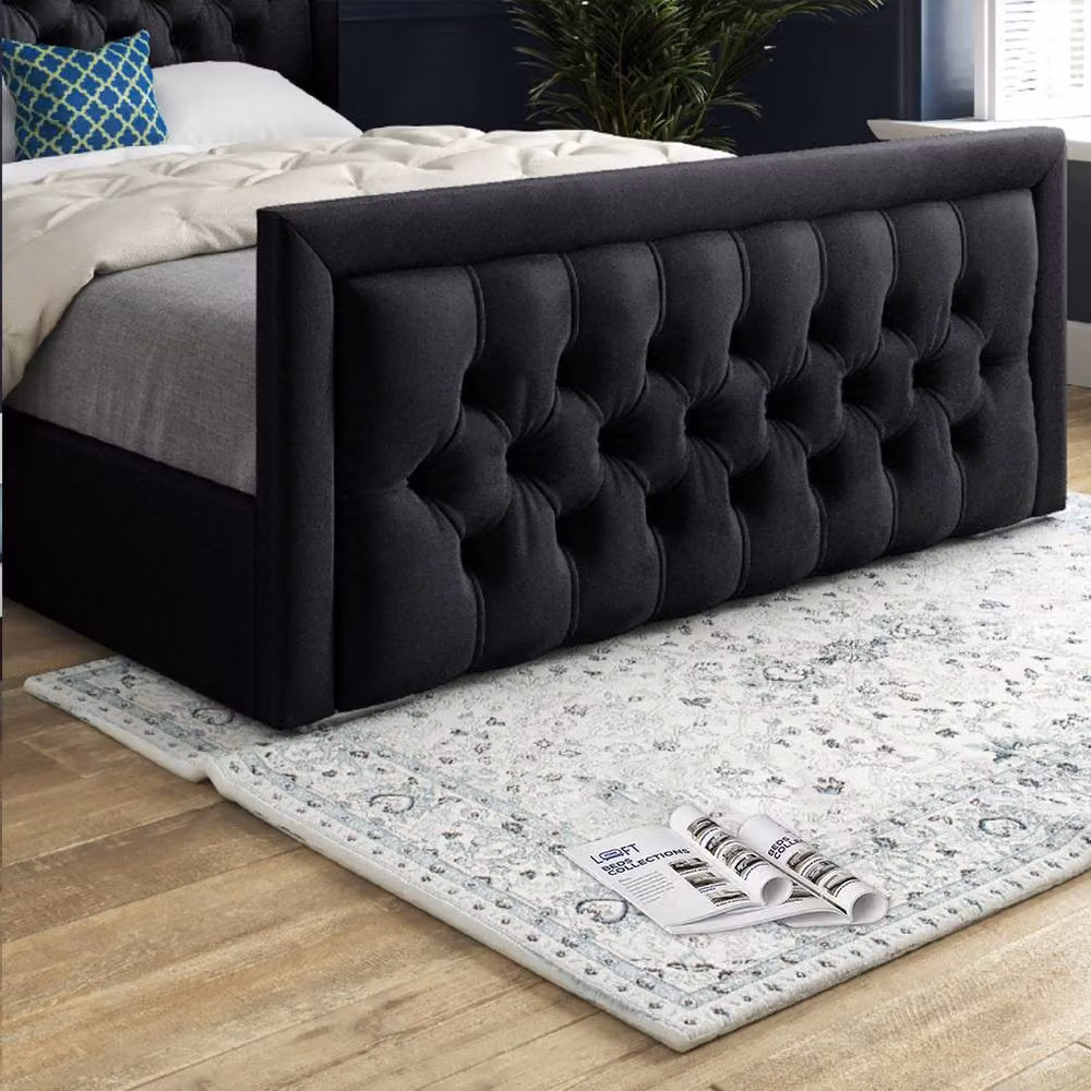 KDMD Sway Modern Upholstered Black Velvet Designer Bed Frame, W/D/H: 200 x 137 x 189 cm – 4