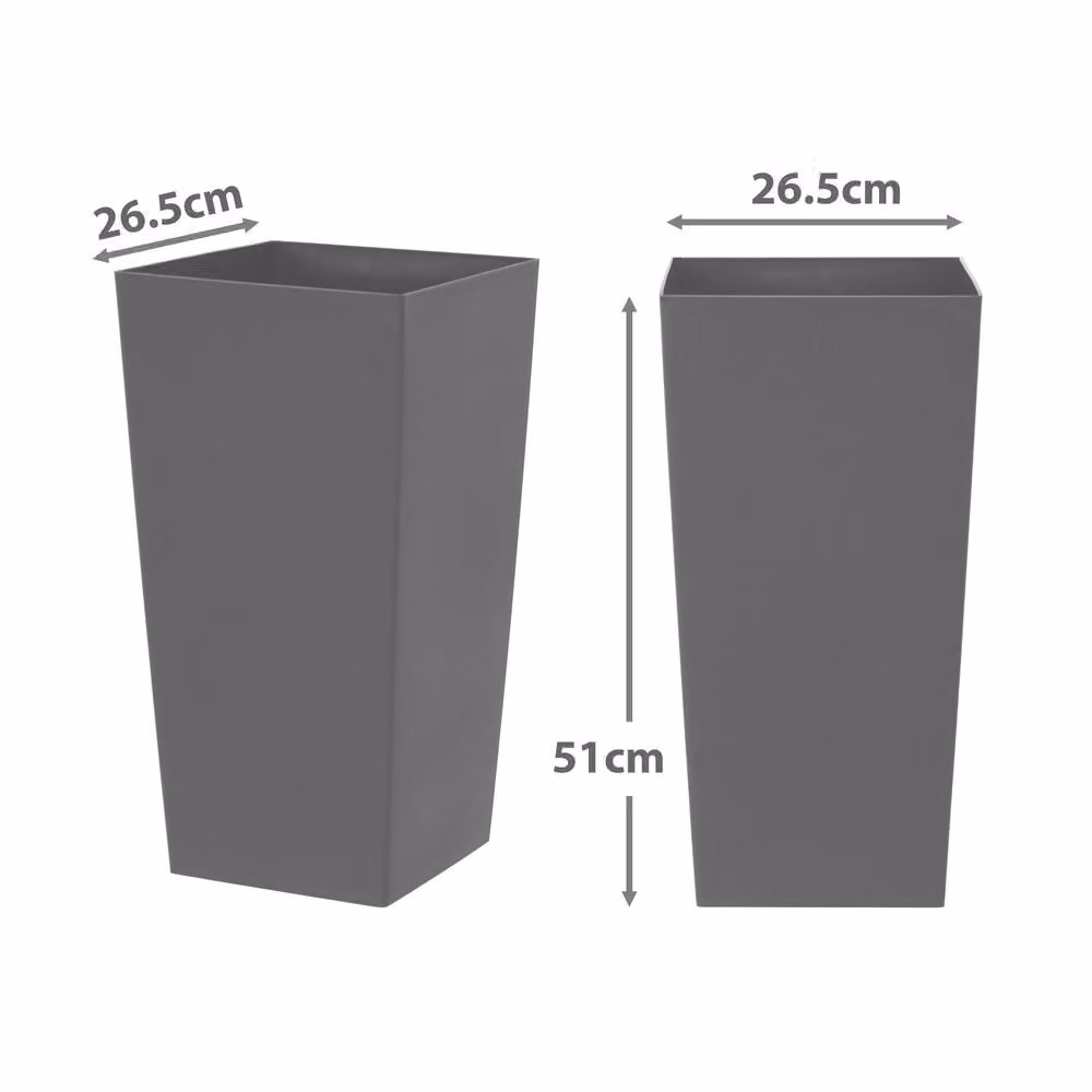 Simpa Milano Grande 27L Square Planters, Set of 2, Grey – 3