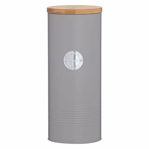 Rayware Typhoon Living Grey Pasta Storage Jar 2.5 Litre with Bamboo Lid – 1