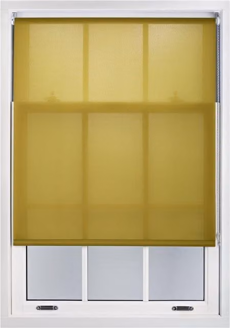 Furnished Green and Yellow Semi-Transparent Polyester Roller Blinds, Trimmable, Width: 205 cm, Drop: 165 cm