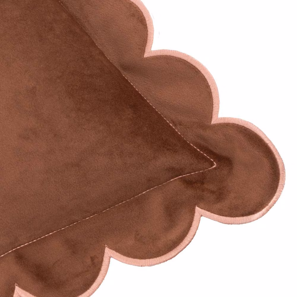 furn Lil Scallop Velvet Decorative Cushion in Brown, W x D: 45 x 45 cm – 4