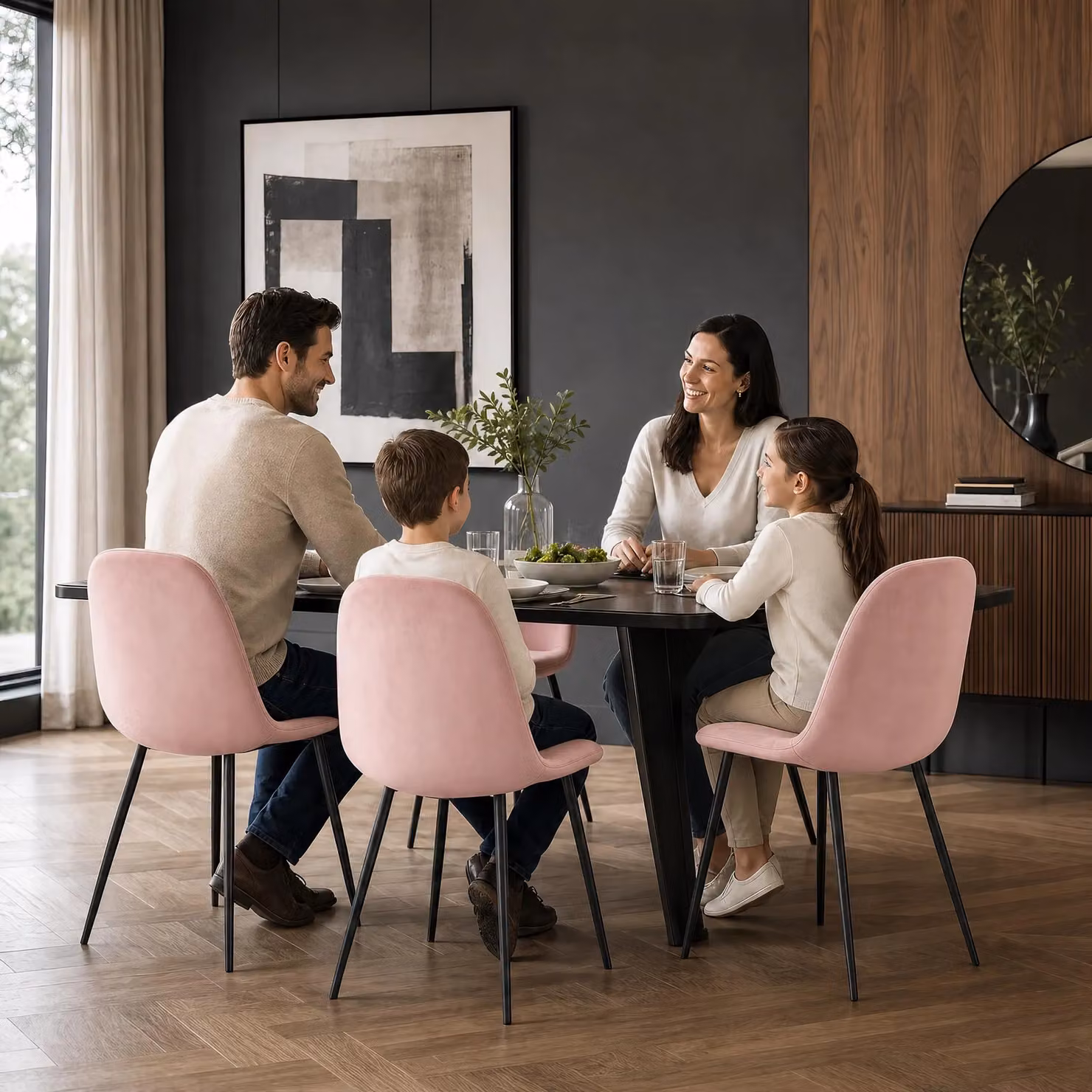 Bravich LTD Ron Velvet Dining Chairs in Pink, Pack of 4 – 2