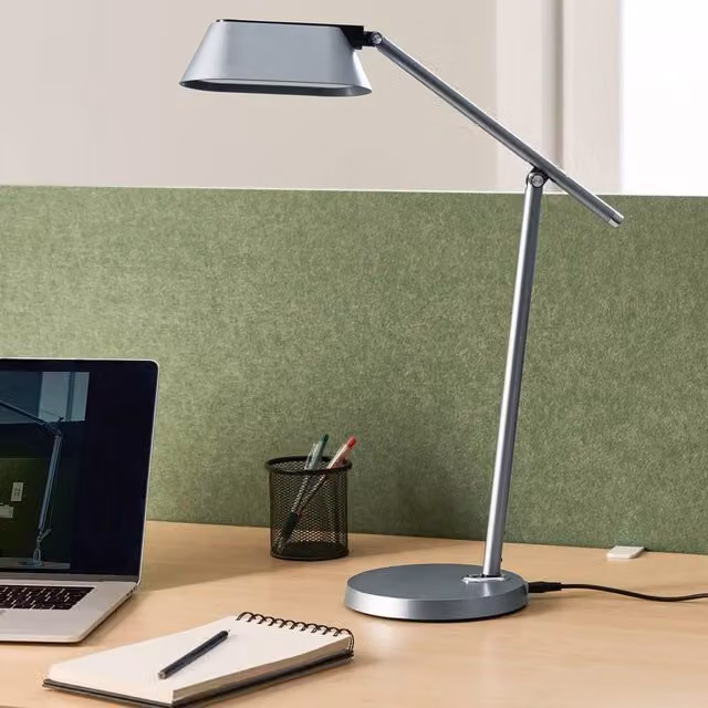 Wyld and Coco Grey Metal Desk Lamp with Adjustable Arm, Dimmable Touch Control and Timer