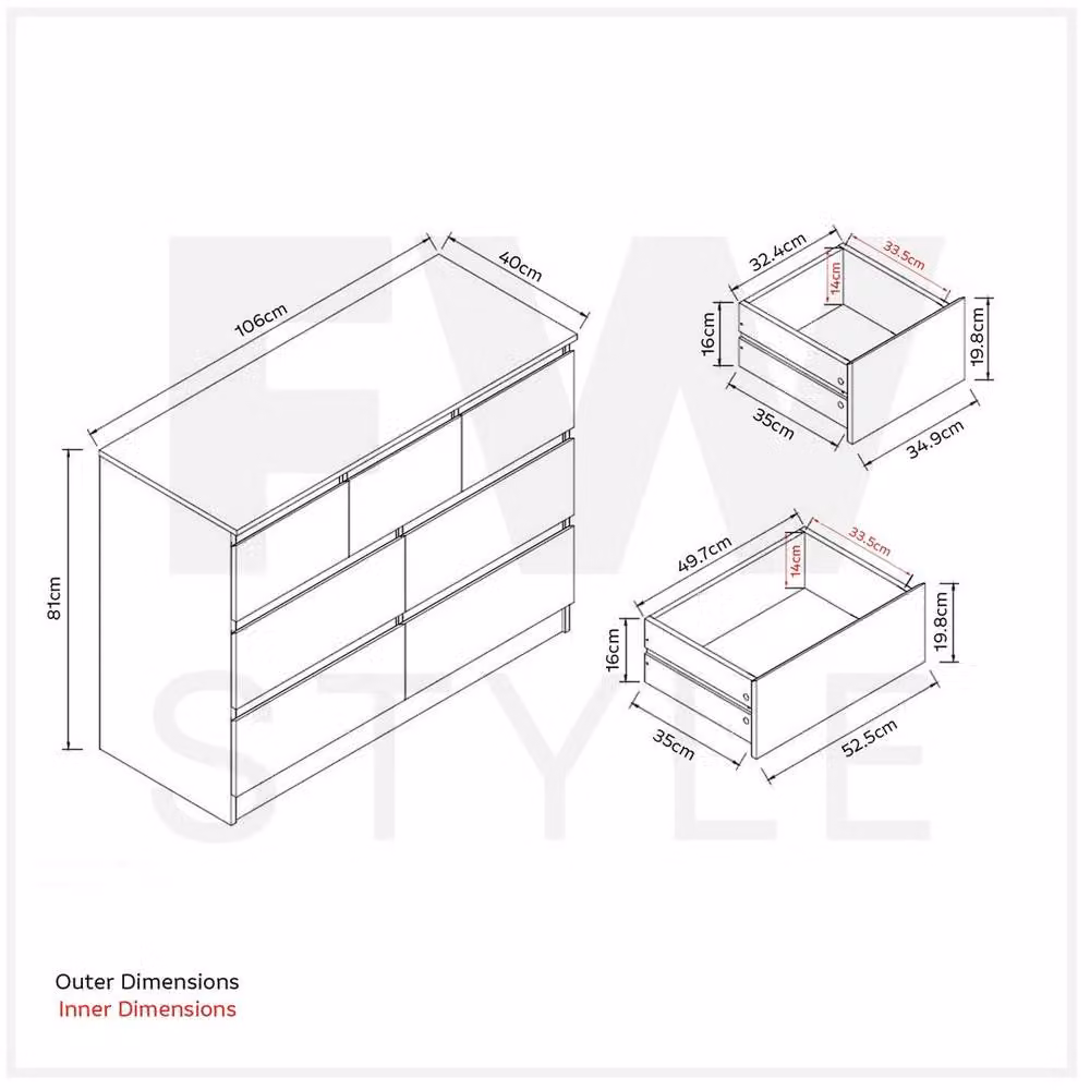 KORVIXA 7 Drawer Modern Black Metal Chest for Home Office and Bedroom, W/D/H: 100 x 100 cm – 2