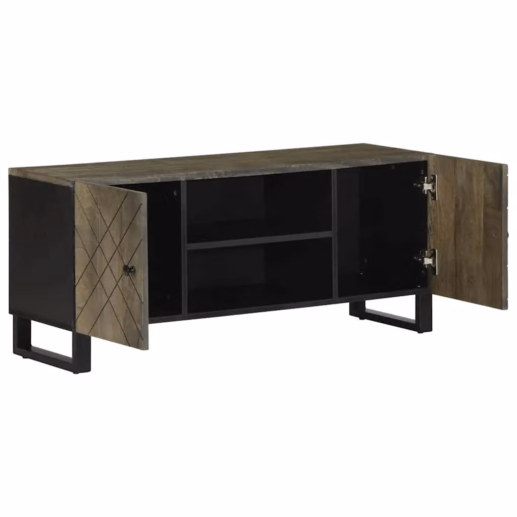 Berkfield Home Black Mango Wood TV Cabinet W/D/H: 105 x 33 x 46 cm – 2