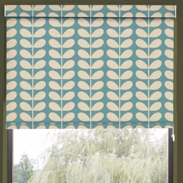 Orla Kiely Solid Stem Made to Measure Blackout Roller Blind in Duckegg Blue