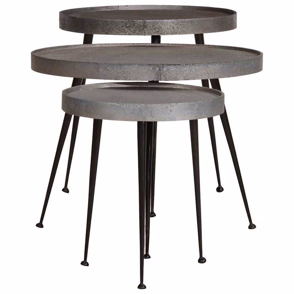 Berkfield Home 3-Piece Nested Coffee Table Set in Silver and Black Engineered Wood – 3