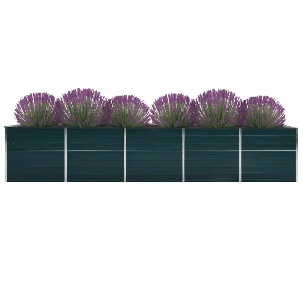 Berkfield Home Garden Galvanised Steel Raised Bed in Green, W: 400 cm, D: 80 cm, H: 45 cm – 2