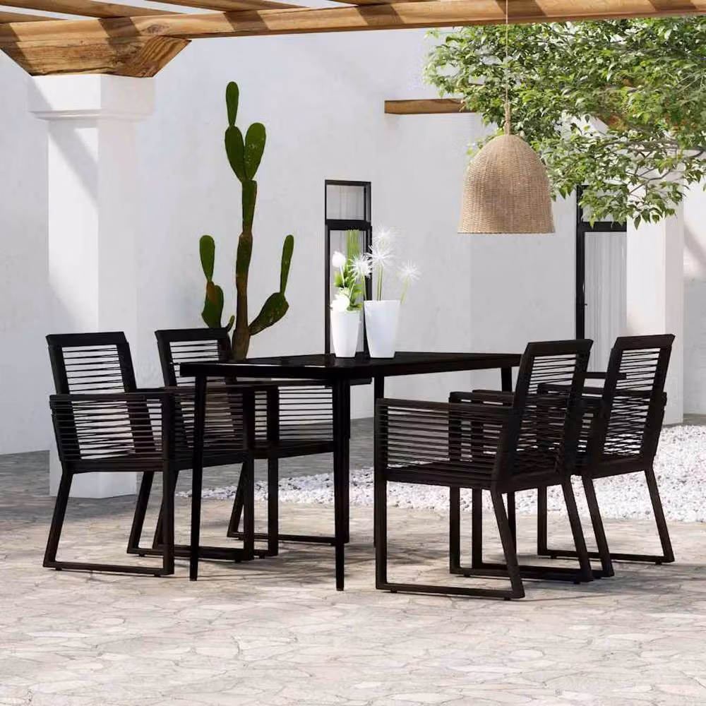 Berkfield Home 5 Piece Modern Garden Dining Set in Black – 2