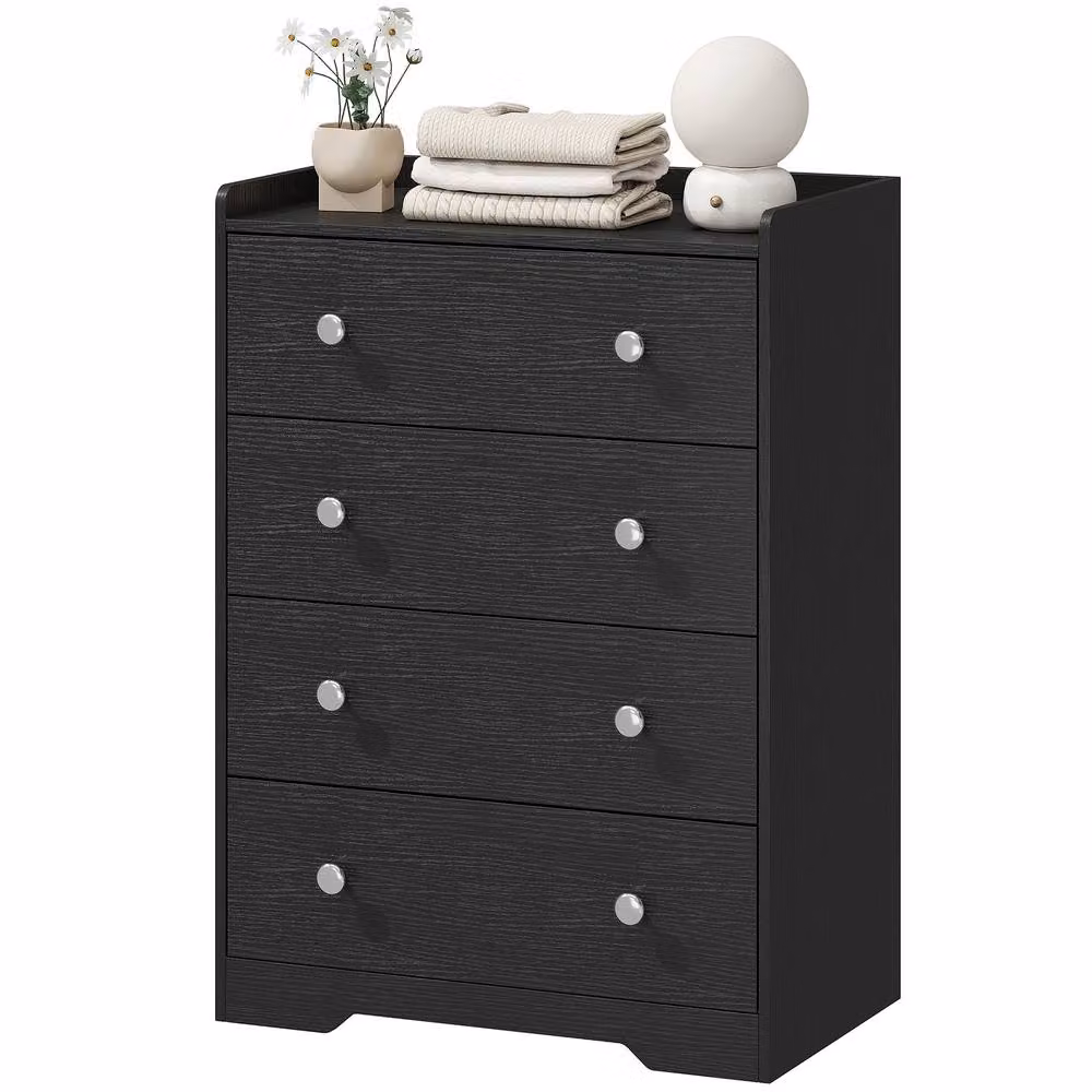 STILVORA 4 Drawer Chest of Drawers in Black with Matt Melamine Finish – 3