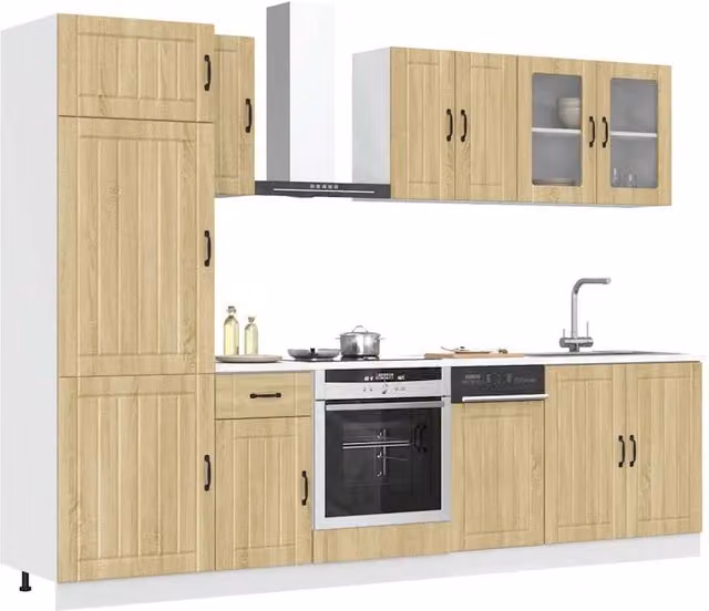 Berkfield Home Kalmar 8 Piece Kitchen Cabinet Set in Sonoma Oak Brown Engineered Wood