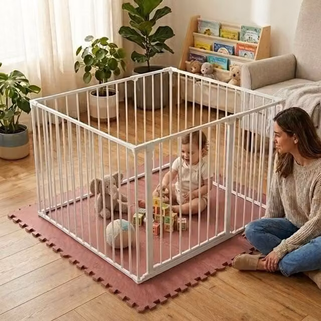 Safetots Multi-panel Play Den in Black and White with Green Soft Foam Play Mat