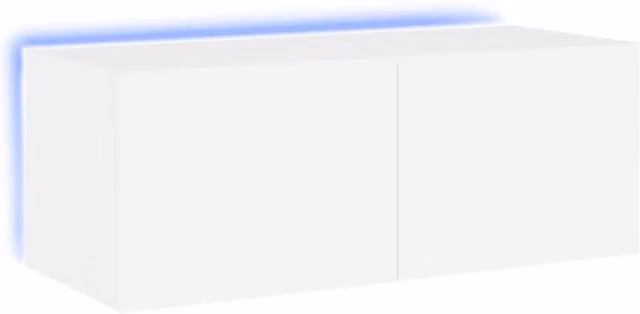 Berkfield Home Modern White Wall Mounted TV Cabinet with Integrated LED Lights W/D/H: 80 x 35 x 31 cm – 1