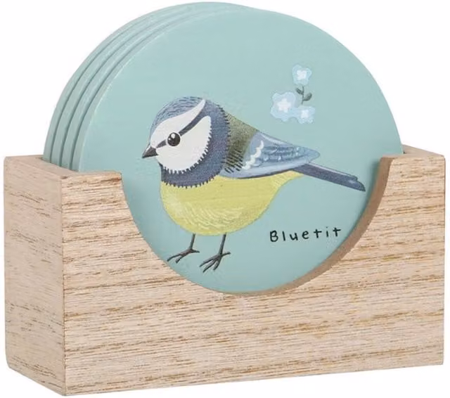 KDMK Round Floral Coaster Set in Petrol